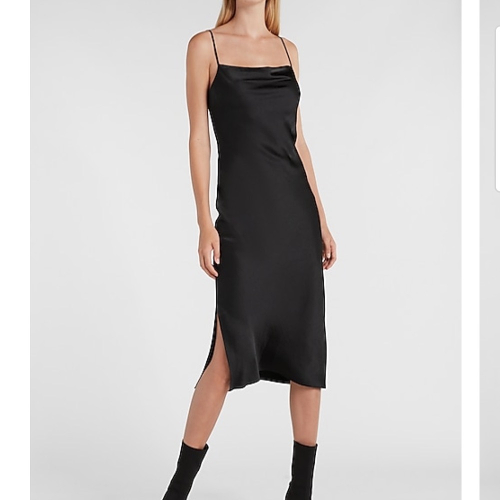 Express Satin Cowl Neck Midi Slip Dress